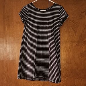 SO Striped Black and White Casual Kids Dress
